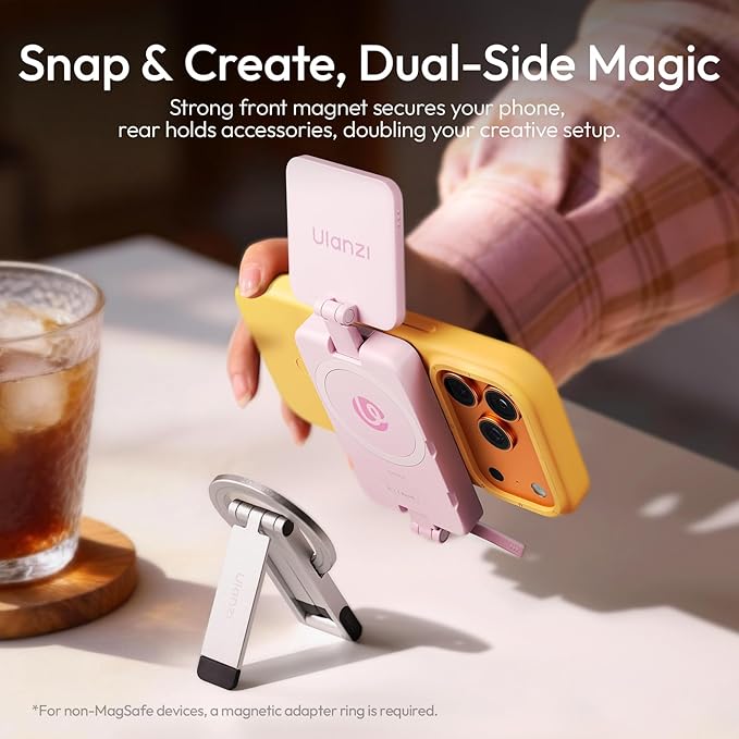 Ulanzi GL01 Magnetic Selfie Light LED Dual Fill for MagSafe iPhone 17 16 15 | Rechargeable Type-C 2700K-6500K Pocket Phone Light, Dual Sided Adjustable Brightness Phone Lighting for Vlog makeup Selfie - Image 4