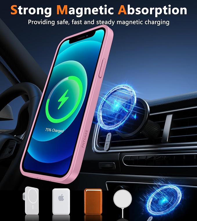 FNTCASE for iPhone 12/iPhone 12 Pro Case Light Pink: Fit for MagSafe | Translucent Magnetic Camera Protection Slim Cases, 14FT Military Grade Drop Tested, Matte Shockproof Cover - Image 3