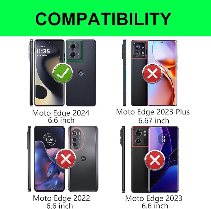 for Moto Edge 2024 Case,with Sliding Camera Lens Cover,HD Screen Protector,360° Rotating Ring Kickstand, Military-Grade Shockproof Protective Cover for Motorola Moto Edge 2024,Blue - Image 2