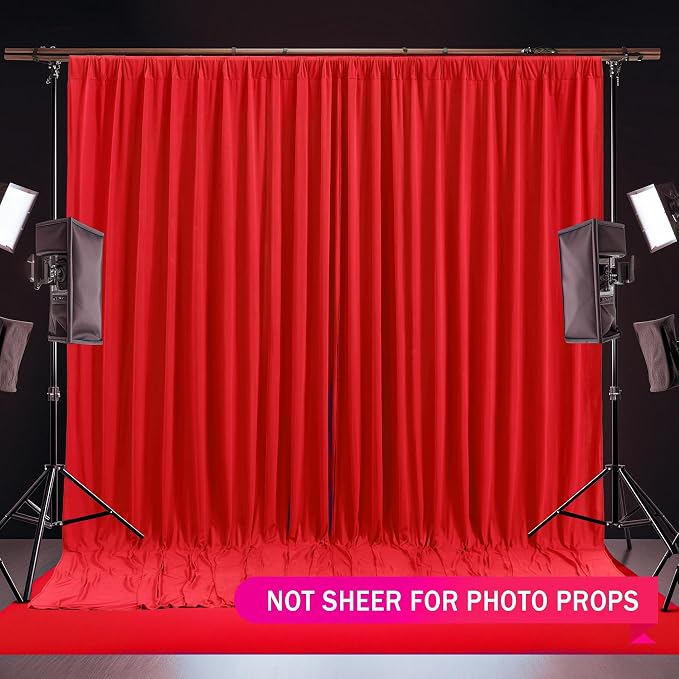 Red Backdrop Curtains 2 Panels-Wrinkle-Free Polyester Photography Drapes Party Photo Backgrounds for Wedding Christmas Photo Backdrops- 8 X10FT (Red) - Image 7