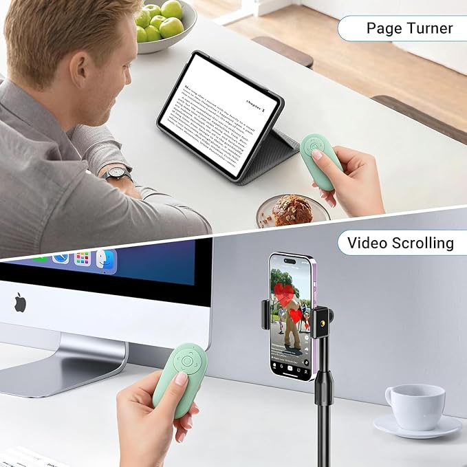Rechargeable Camera Remote for iPhone Android, Zoom Control | Zoom Control | Front/Rear Camera Switch, Photo & Video Shutter, TikTok Scrolling, Page Turner, bluthooth 10m Wireless Clicker - Image 5