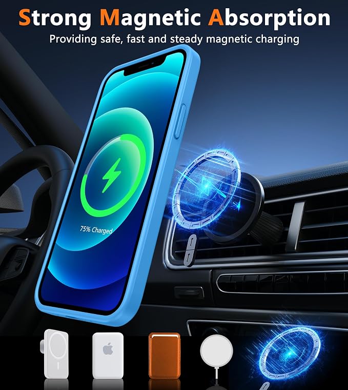 FNTCASE for iPhone 12/iPhone 12 Pro Case Ice Blue: Fit for MagSafe | Translucent Magnetic Camera Protection Slim Cases, 14FT Military Grade Drop Tested, Matte Shockproof Cover - Image 4