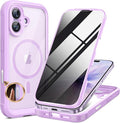 Miracase for iPhone 17 Case with Privacy Screen Protector, Taro Purple | Compatible with MagSafe, 360° Full Body Protection, Full Camera Protection, Military-Grade Shockproof Phone Case 6.3" by Miracase