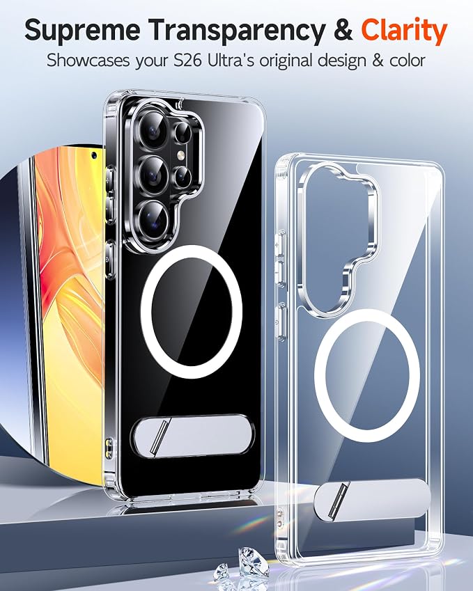 LeYi for Samsung Galaxy-S26-Ultra Case with Stand: for Magsafe Funda para s 26 s26ultra Phone Cover Clear Rugged Slim Fit Heavy Duty Women Magnetic Metal Kickstand Military Grade Samsungs26 Ultra - Image 5