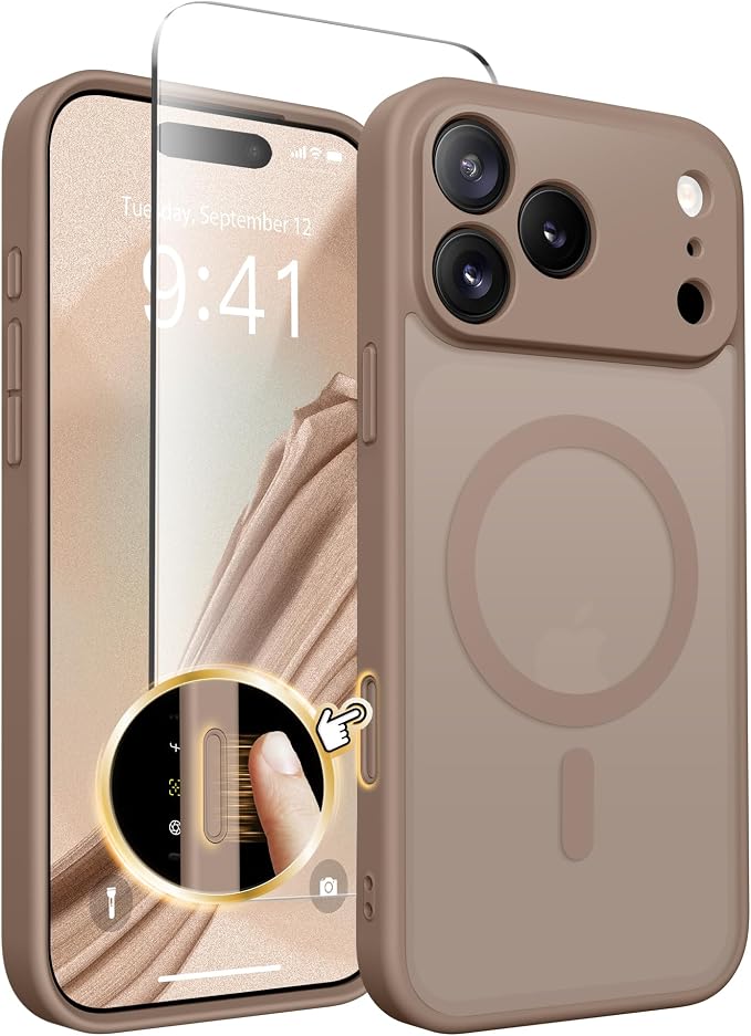 CAPRARO for iPhone 17 Pro Max Case, Compatible with MagSafe | Upgraded [Full Camera Protection] Protective Translucent Matte Women Girl Magnetic Phone Case Cover, Withered Brown by CAPRARO