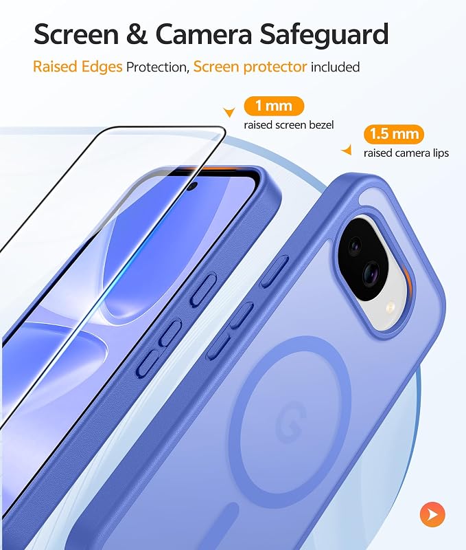 FNTCASE for Google Pixel 10a Case, Fit for Magsafe, with Screen Protector | Translucent Matte Magnetic Back, 14FT Military Grade Drop Protection, Slim Shockproof Protective Phone Cover, Ultramarine - Image 4