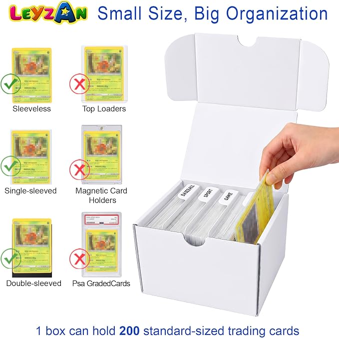 Trading Card Storage Box, 8-Pack 200 Count Cardboard TCG & Sport Card Box | Trading Card Storage with Divider and Labels, Card Organizer Box for MTG, Magic, Football, Basketball, Game Card Collections - Image 3