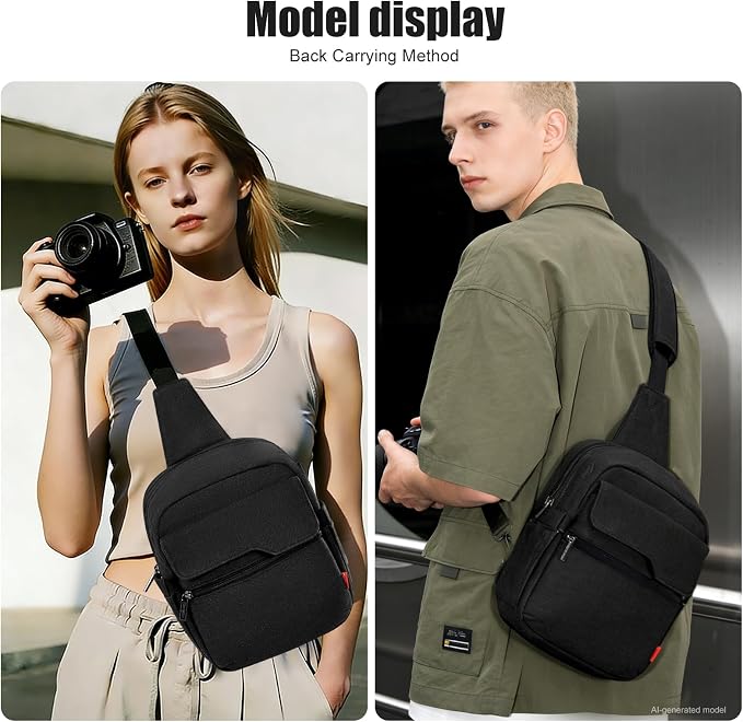 Cwatcun Camera Sling Bag Compact Small Camera Case, Waterproof Canvas Crossbody Camera Bag with Rain Cover, Travel Photography Bag for Canon, Nikon, Sony, Fuji DSLR/SLR/Mirrorless Cameras, Lens | Fits 1DSLR+1lens +7.9"iPad +6.1"phone. Travel Photograph... - Image 7