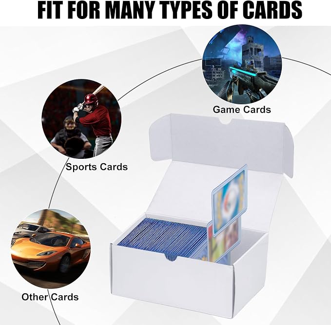 Trading Card Storage Box, 4-Pack 600 Count White Corrugated Cardboard Box | Toploader Trading Card Storage Box, Top Loaders Storage Box for TCG/Magic/Mtg Basketball Card, Collectible Trading Cards - Image 4