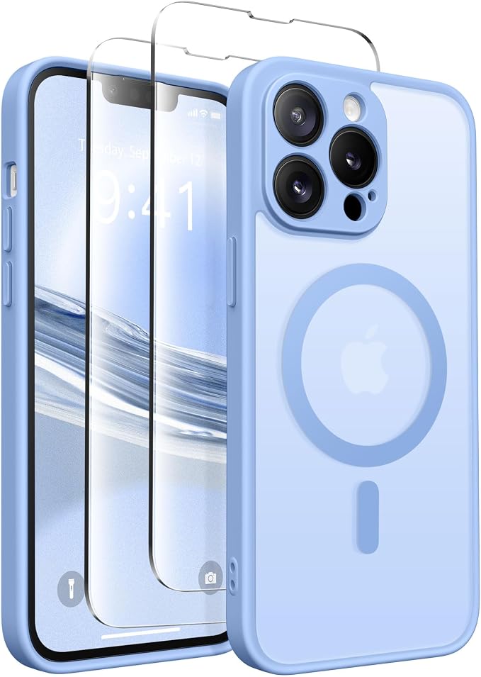 CAPRARO for iPhone 13 Pro Case, Compatible with MagSafe | Upgraded [Full Camera Protection] Shockproof Protective Slim Translucent Matte Magnetic Phone Case 6.1'', Snow Purple by CAPRARO