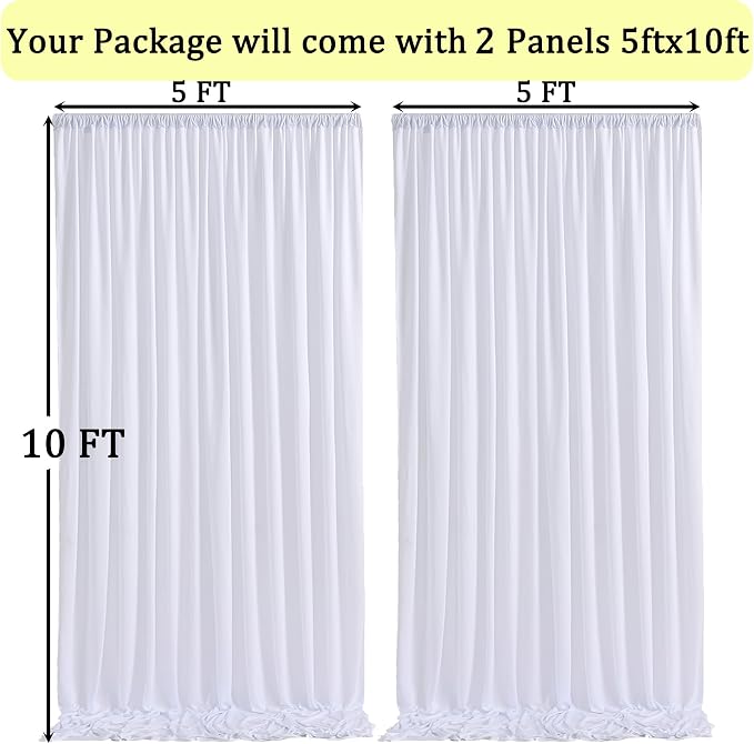 NSSONBEN 10x10 ft Wrinkle Free White Backdrop Curtains for Parties, Polyester Photo Backdrop Drapes 2 Panels 5x10ft for Wedding Birthday Party Photography Background Indoor Outdoor - Image 6