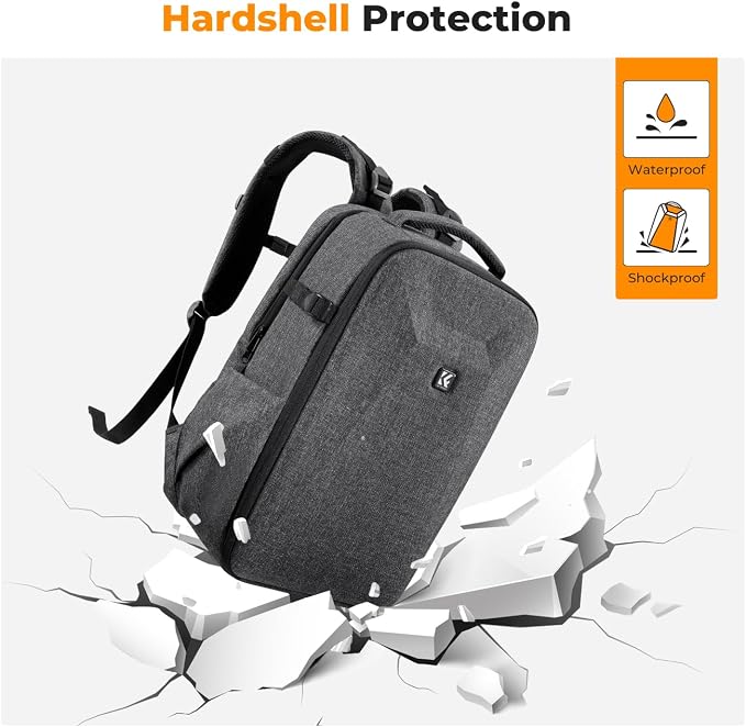 K&F CONCEPT Camera Backpack,Hardshell Photography DSLR Camera Bag | 15-15.6 Inch Laptop Compartment, Waterproof, Hard Shell Camera Case, Compatible with Canon/Nikon/Sony/DJI Mavic Drone, B07 - Image 5