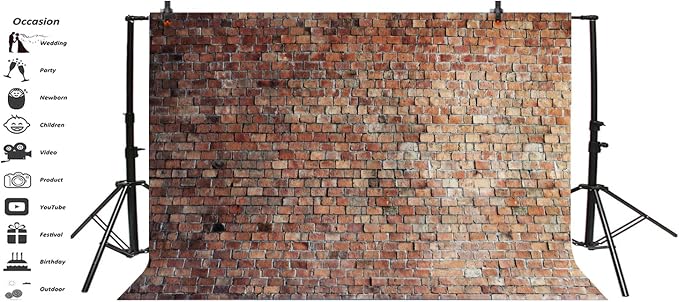 10x8ft Vintage Red Brick Wall Photo Backdrop Newborn Baby Girls Adults Portrait Photography Background Wallpaper Photo Studio Props - Image 3