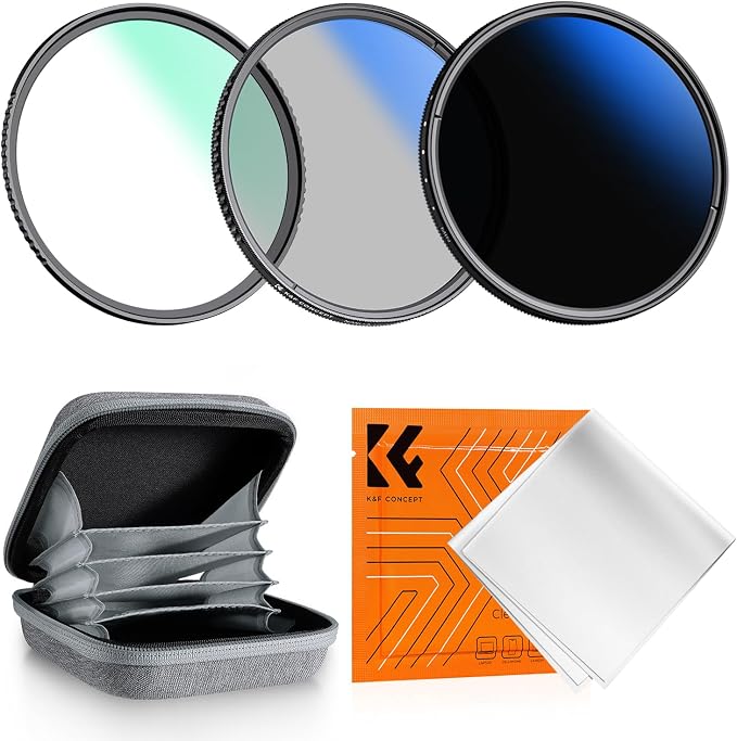 K&F CONCEPT 37mm UV/CPL/ND2-400 Len Filter Kit 3pc Multi-Layer Coating | UV+Polarizer+Variable ND Lens Filters Kit (1-9 Stops)+Cleaning Cloth+Filter Pouch for Camera Lens Nano-K Series FS303 by KFCONCEPT
