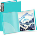 Dunwell 11x14 Art Portfolio Binder, 24 Pockets, Acid-Free, Aqua | Clear Plastic Sleeves, Presentation Book, For Documents, Certificates & School Artwork by Dunwell