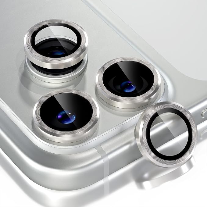 Choiche for iPhone 17 Pro/iPhone 17 Pro Max Camera Lens Protector | Ultra HD, 9H Tempered Glass Camera Cover Screen Protector Metal Ring Decoration Accessories (Titanium Natural) by Choiche