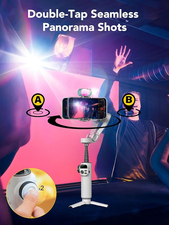 AOCHUAN Smart X2 3-Axis Gimbal Stabilizer for Smartphone with Adjustable RGB Fill Light, Built-in 20cm Extension Pole Selfie Stick, OLED Screen for Night Shots, Video Recording,X2 KIT White - Image 6