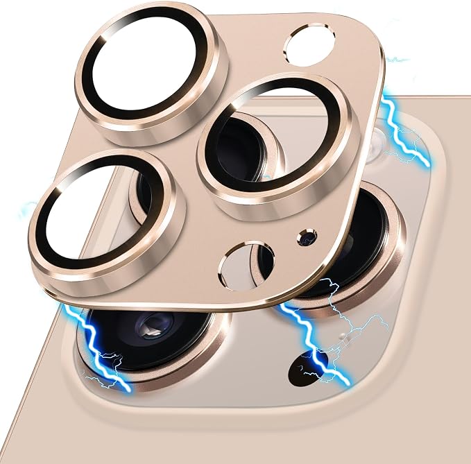 Compatible with iPhone 16 Pro and 16 Pro Max Camera Lens Protector, Anti-Scratch Tempered Glass Metal Camera Screen Protector Shockproof Full Protective Lens Cover, Desert by Hsefo