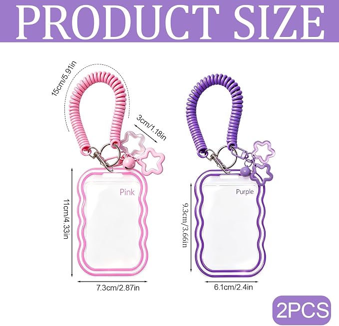2 Pack Cute Photocard Holder Keychain,Kpop Photo Card Holder | Creative Photo Protector Keychain Accessories for Bus Card, Daily Display & Travel Decorations Gifts - Image 2