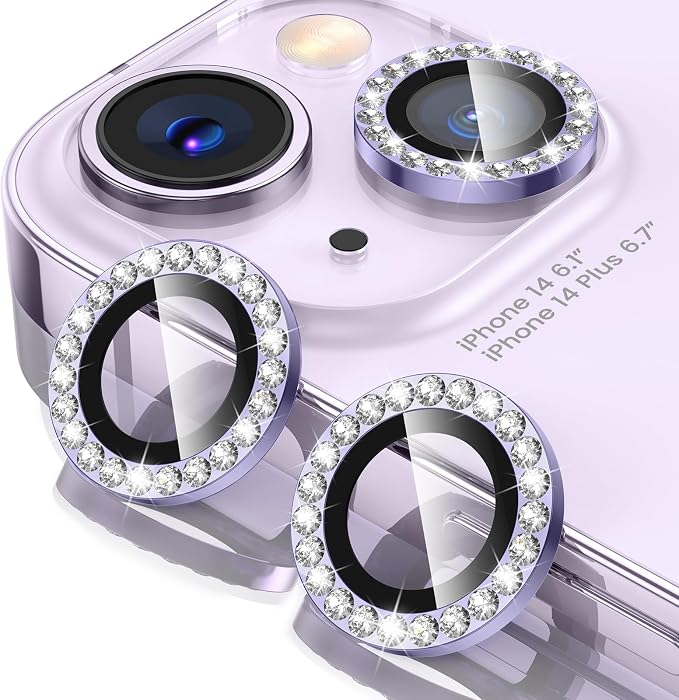 Tensea for iPhone 14/14 Plus Camera Lens Protector Bling, Camera Cover | 9H Tempered Glass Camera Screen Protector, Metal Individual Ring for iPhone14 6.1inch/ 14Plus 6.7inch, HD Clear, Easy Install by Tensea