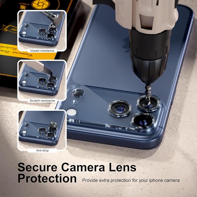 for 6 Pack iPhone 17 Pro Max Camera Lens Protectors, CD Black | [Drop Protection] [Case Friendly] [Easy Installation] 9H Tempered Glass Camera Screen Protector Cover Accessories 6.9-inch - Image 4