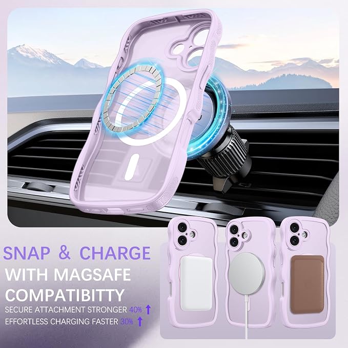 BENTOBEN Magnetic for iPhone 17 Case, Cute Wavy Full Camera Protection [Compatible with MagSafe] Translucent Matte Anti-Slip Bumper Women Girls Boys Protective Cover for 17 6.3",Gray Pink - Image 2