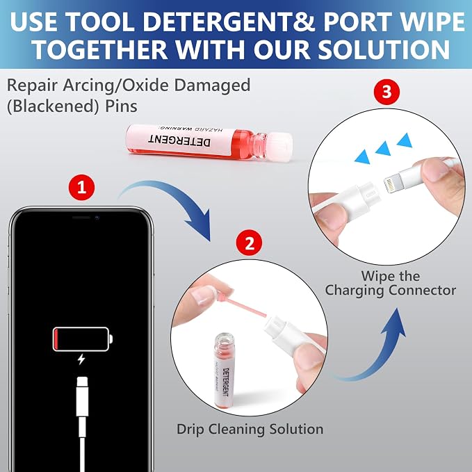 iPhone Cleaning Kit for Charging Port Phone USB C with Storage Case, White | Multi-Tool, Cleaner Kit for AirPod, iPhone Cleaner, Portable Repair Tool, for Lightning Charger Cable iPad Electronic Devices - Image 6