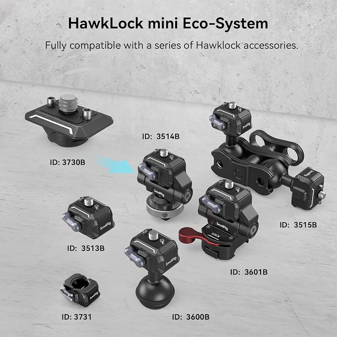 SmallRig Quick Release Plate with 1/4" Screw, HawkLock Quick Release Top Plate for Stabilizer, Action Camera, Monitor, LED Light, QR Top Plate for SmallRig HawkLock Quick Release System - 3730C - Image 4