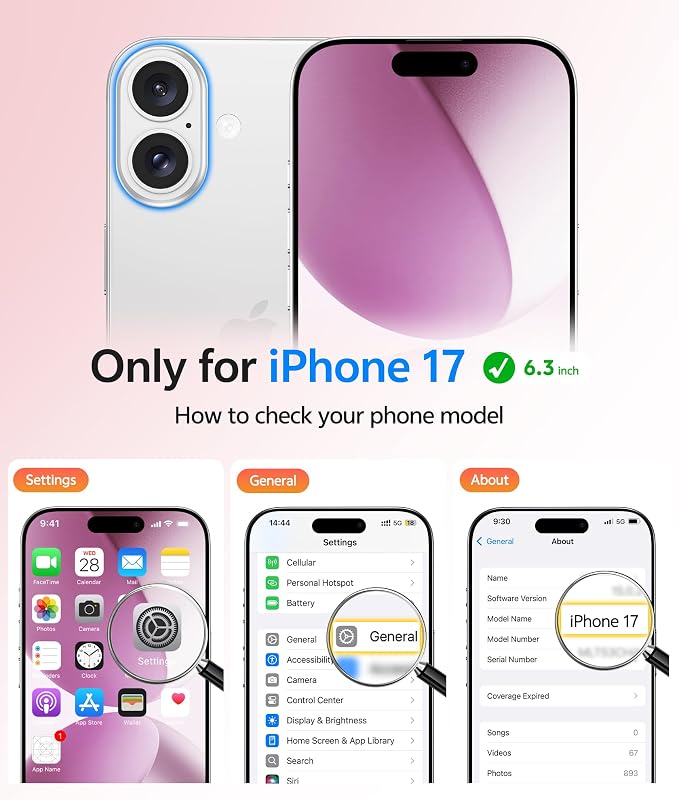 FNTCASE for iPhone 17 Case, Compatible with Magsafe, Glass Screen Protector | Full Camera Protection, Translucent Matte, 14FT Military Grade Drop Proof, Shockproof Protective Phone Cover, Pink - Image 2