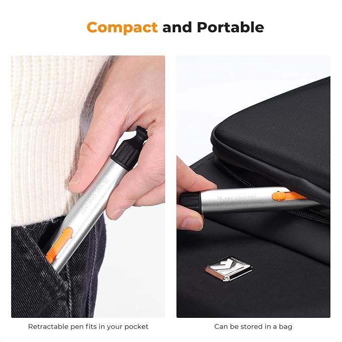K&F CONCEPT Versatile Switch Lens Cleaning Pen for Camera Screen VR Glasses | 24mm Full-Frame Swab X6,Suede Carbon Head X2,Soft Brush,Aluminum Alloy Pen Body,Individually Packed,Portable and Hygienic - Image 7