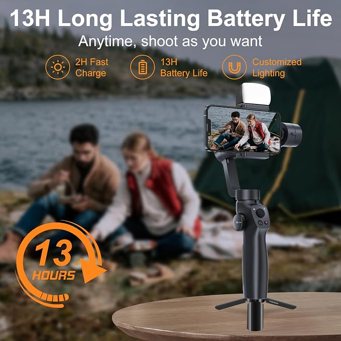 Gimbal Stabilizer for Smartphone, 3-Axis Stabilization Phone Gimbal Handheld with Fill Light, Face Tracking Tiktok YouTube Vlog Stabilizer for Android iPhone 15 14 13 Pro Max - Image 6