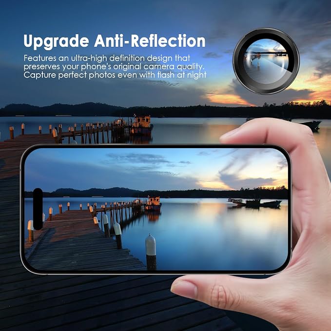 Camera Lens Protector for iPhone 17, Black | AR+AF, 9H Tempered Glass, Individual Metal Ring, Anti Glare, Fall Protection, Camera Screen Cover - Image 5