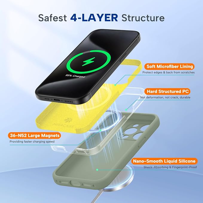 Miracase Magnetic for iPhone 15 Pro Case, Silicone, Soft Microfiber Lining - Image 3