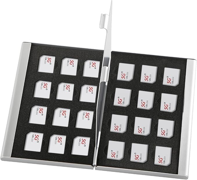 Aluminum SIM Card Case, 24Slots Ultrathin SIM Card Holder, Fit for 24 Micro sim Card, Silver by MEGAMEGACUBE