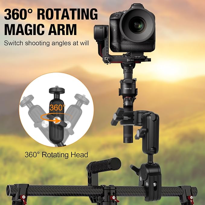Super Clamp Double Camera Mount with 1/4 Inch Screw Adapter Clip Bracket Magic Arm Dual Ball Head for Motorcycle Chair Pole Tripod Light Stand Photo Boom Stand Cross Bars - Image 7