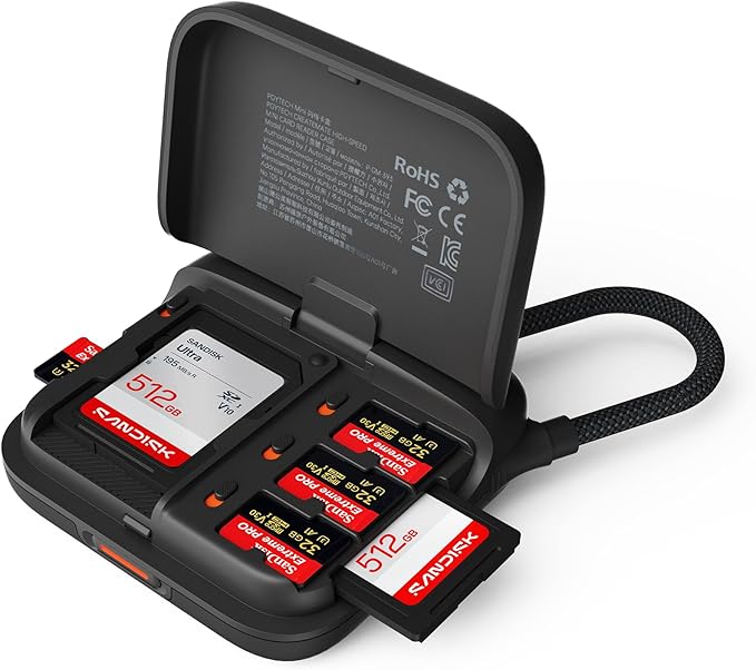 PGYTECH Mini SD Card Reader Case, 2-in-1 UHS-II SD 4.0/Micro SD Card Reader | CreateMate High-Speed Dual-Slot Transfer/USB 3.1/Type-C with 6-Slot Storage Portable, for Camera/Drone/Phone/Pocket 4, Black by PGYTECH-US