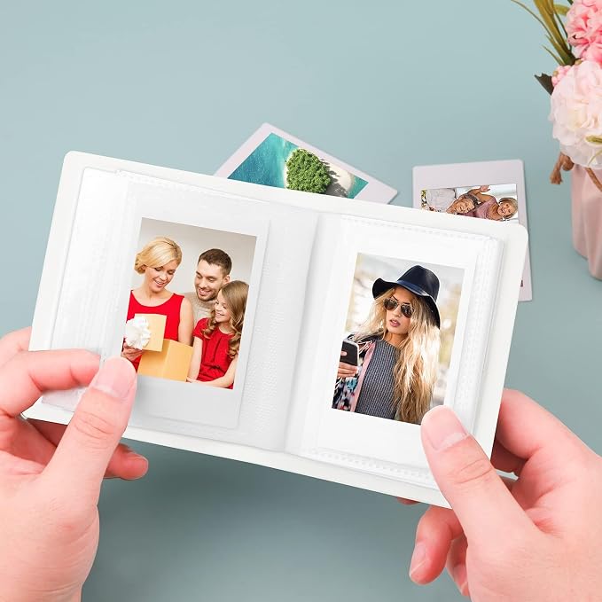 Ruibytree 52 Pockets Small Photo Album 2x3 for Instax Mini, White, 2 Pack | Pocket-Size, PU Leather Cover, Snap Closure, Acid-Free Pages, Fits Polaroid 2x3 Photos, Kodak Mini Prints & ZINK Photos - Image 6
