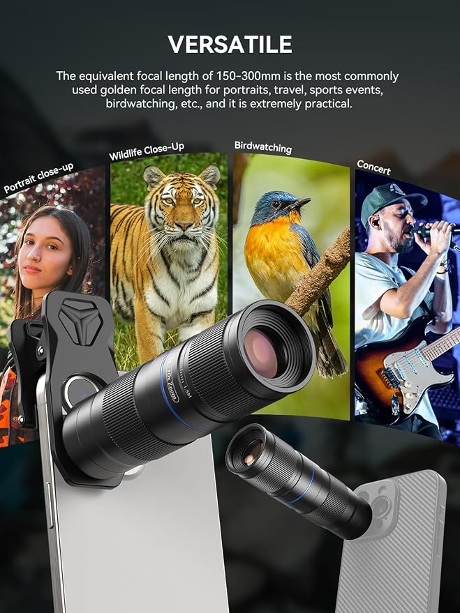 MIAO LAB 5-10X Zoom Telephoto Lens, High Power Telephoto Mobile Cell Phone Lens for iPhone 17/16/15/14/13 Series, Samsung, Android Phone and Most Smartphone - Image 4