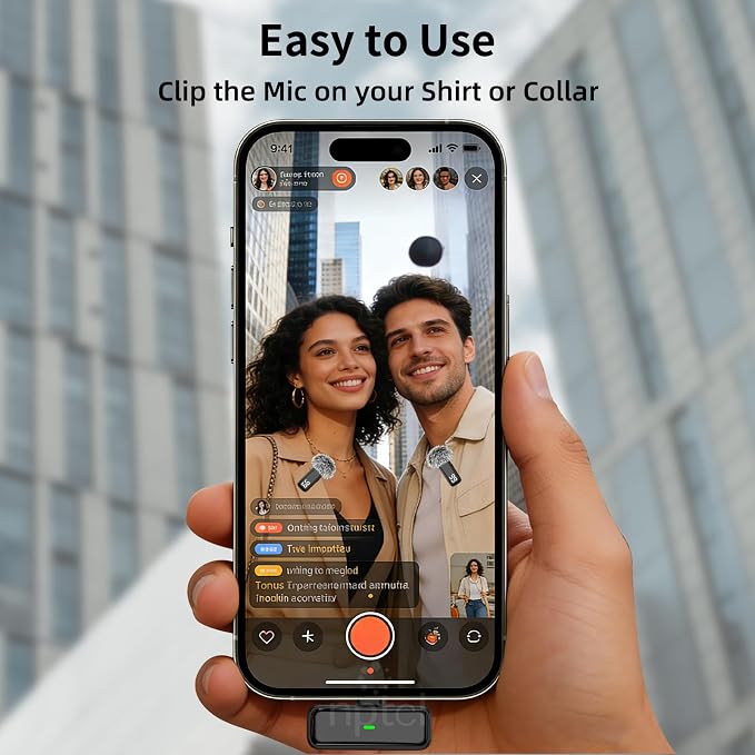 NPTCL Wireless USB Type C Microphone for iPhone 17/15/16 PC Laptop Computer | Noise Canceling, LED Digital Charge Display, 1100mAh Charging Case, Lavalier Mics for Content Creator Vlog Video Recording - Image 8