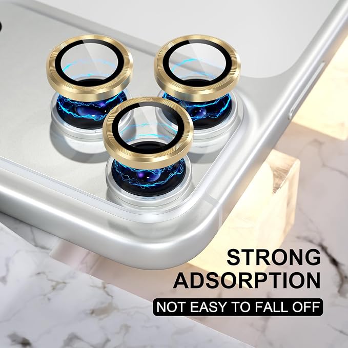 Choiche for iPhone 17 Pro/iPhone 17 Pro Max Camera Lens Protector | Ultra HD, 9H Tempered Glass Camera Cover Screen Protector Metal Ring Decoration Accessories (Gold) - Image 6