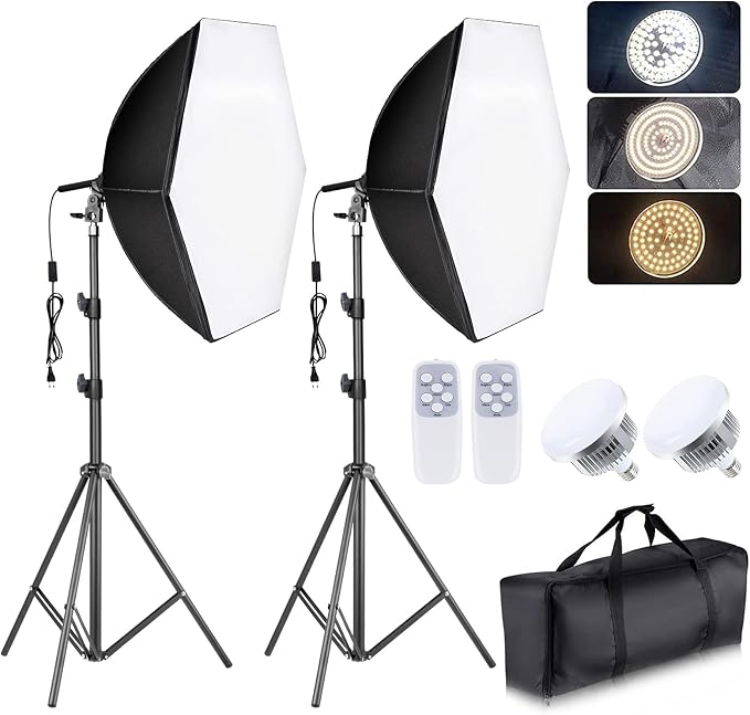 Torjim Softbox Lighting Kit - 30"X30" Professional Photography Lighting for Filming, Model Portrait, Product & Fashion Photography by Torjim