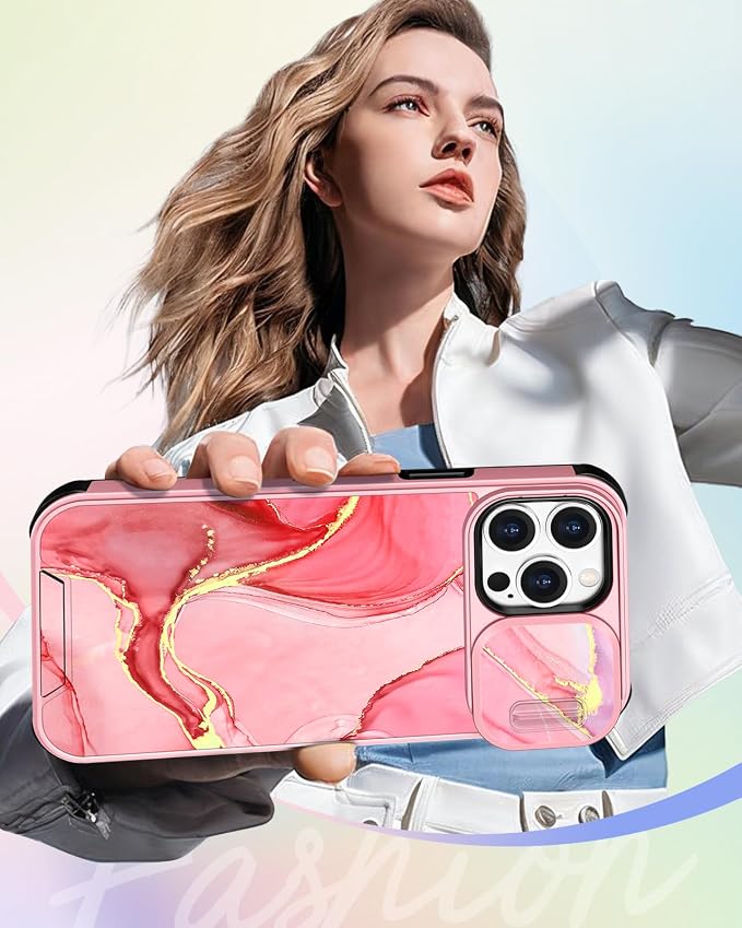 Buleens for iPhone 15 Pro Max Case 6.7 Inch - with Ring Stand & Camera Cover Aesthetic Cute Designed Women Girls Girly Kawaii Unique Pretty Phone Case for iPhone 15 Pro Max Compatible with Magsafe - Image 6