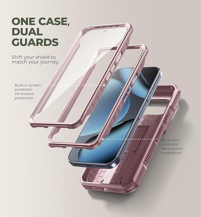 Dexnor for Google Pixel 11/11 Pro Case with Slide Camera Cover & 2 Front Frames & Built-in Screen Protector & Kickstand,Full-Body Shockproof Protective Cover Heavy-Duty Rugged Cases,Peony Pink(2026) - Image 5