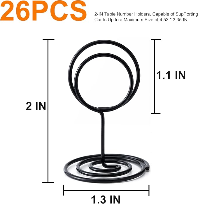 Table Number Holders, 26PCS Place Card Holder, Photo Holder (2" Black) | Picture Holder, Cards Stand Name Menu Clips, Small Size Table Sign Card Holder for Centerpieces Wedding Birthday Party - Image 2