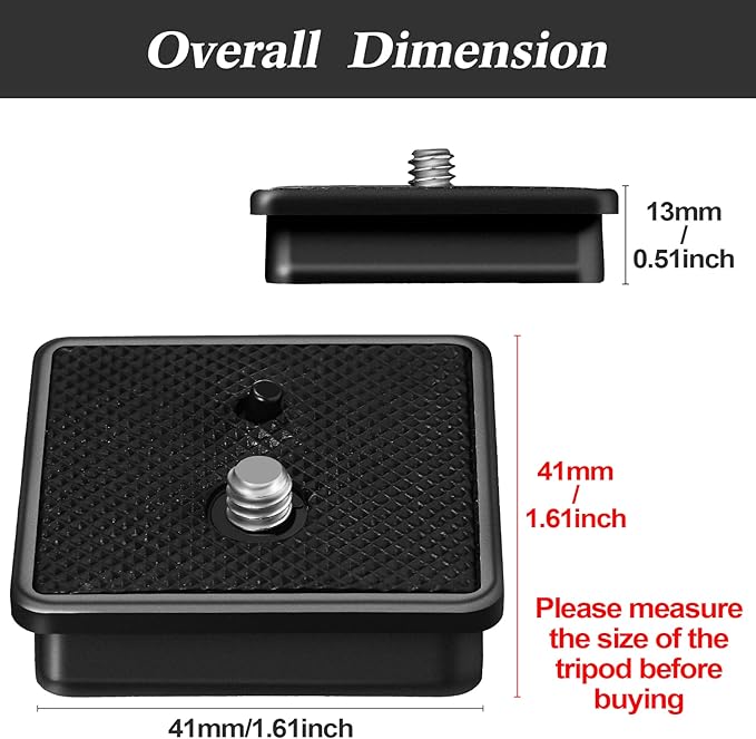 TOODOO 2 Pieces 41mm Qr Release Plate, Camera Tripod Ball Head Quick Plate | Camera Tripod Mount, Replacement Compatible with Ambico V0552 V0554, Sunpak 7500 Pro 7500tm 7575, Kalimar Pro-tech V40 - Image 2