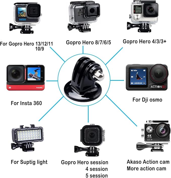 Suptig Tripod Mount Adapter for Gopro Mission 1 Pro, Gopro Hero 13, Hero 12, 11, 10, 9, 8, 7, 6, 5, 4, 3, Hero Session, Lite Hero, Gopro Max, Akaso, DJI osmo Action, Inst360, Akaso Action Camera - Image 2