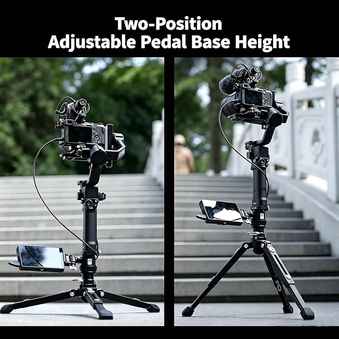 YC Onion PINETA Pro XL Pedal Base, Aluminum Alloy Monopod Foot Support with Quick Release, Adjustable Hidden Extendable Feet, 10kg Payload, 1/4 Inch ARRI Locating Holes for Camera Monopod - Image 3