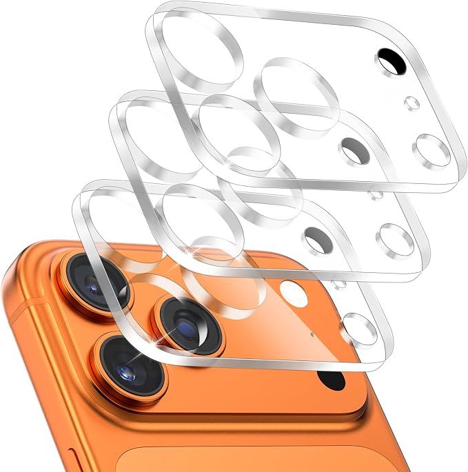 imluckies 3 Pack for iPhone 17 Pro 6.3" Camera Lens Protector, HD Clear Tempered Glass Camera Accessories, 9H Hardness Anti-Scratch Screen Cover, Case Friendly[Not Affect Night Shots] by imluckies