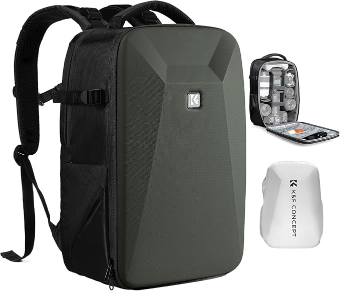 K&F CONCEPT Camera Backpack,Hardshell Photography DSLR Camera Bag | 15-15.6 Inch Laptop Compartment, Waterproof, Hard Shell Camera Case, Compatible with Canon/Nikon/Sony/DJI Mavic Drone, B07 by KFCONCEPT