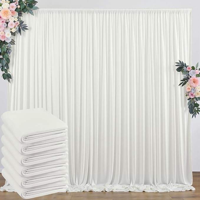 30 ft x 10 ft Wrinkle Free Ivory Backdrop Curtain for Wedding Parties, Polyester Ivory Photo Backdrop Drapes 6 Panels 5x10ft for Baby Shower Photoshoot Engagement Birthday Party Photography Background by Outpain